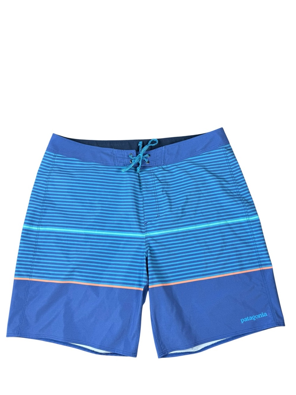 Patagonia Blue Stripe Board Shorts Size 34